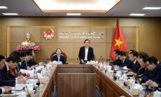 Quang cảnh buổi làm việc giữa Bộ GDĐT và Bộ KHCN chiều 19/1